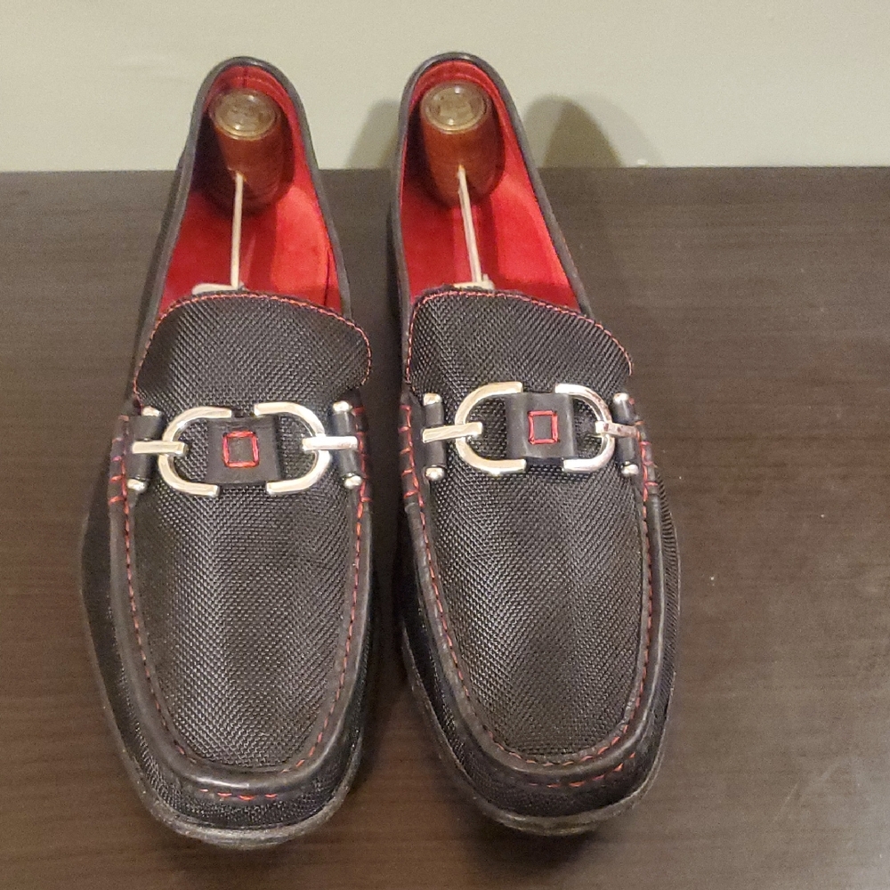 Donald J. Pliner Black and Red Loafers